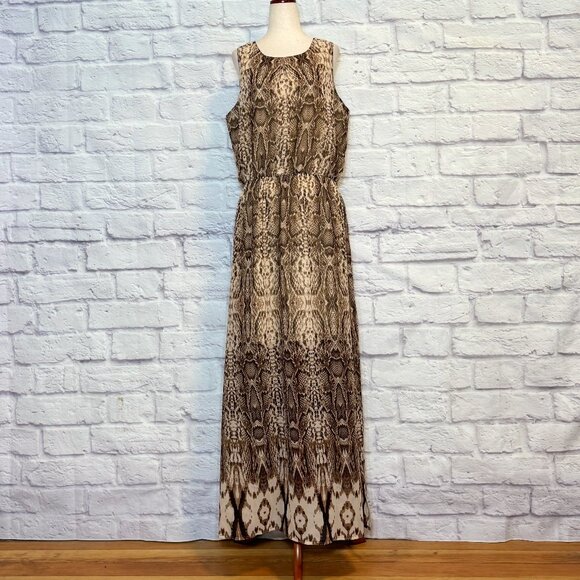 La Moda Brown Snakeskin Print Maxi Dress - Picture 1 of 6